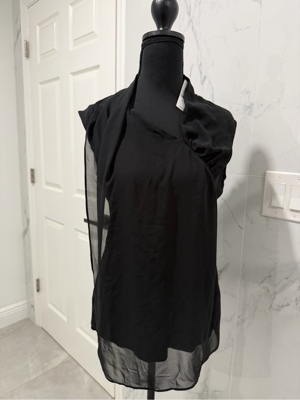 New York & Company Black Sheer Layered Sleeveless Blouse